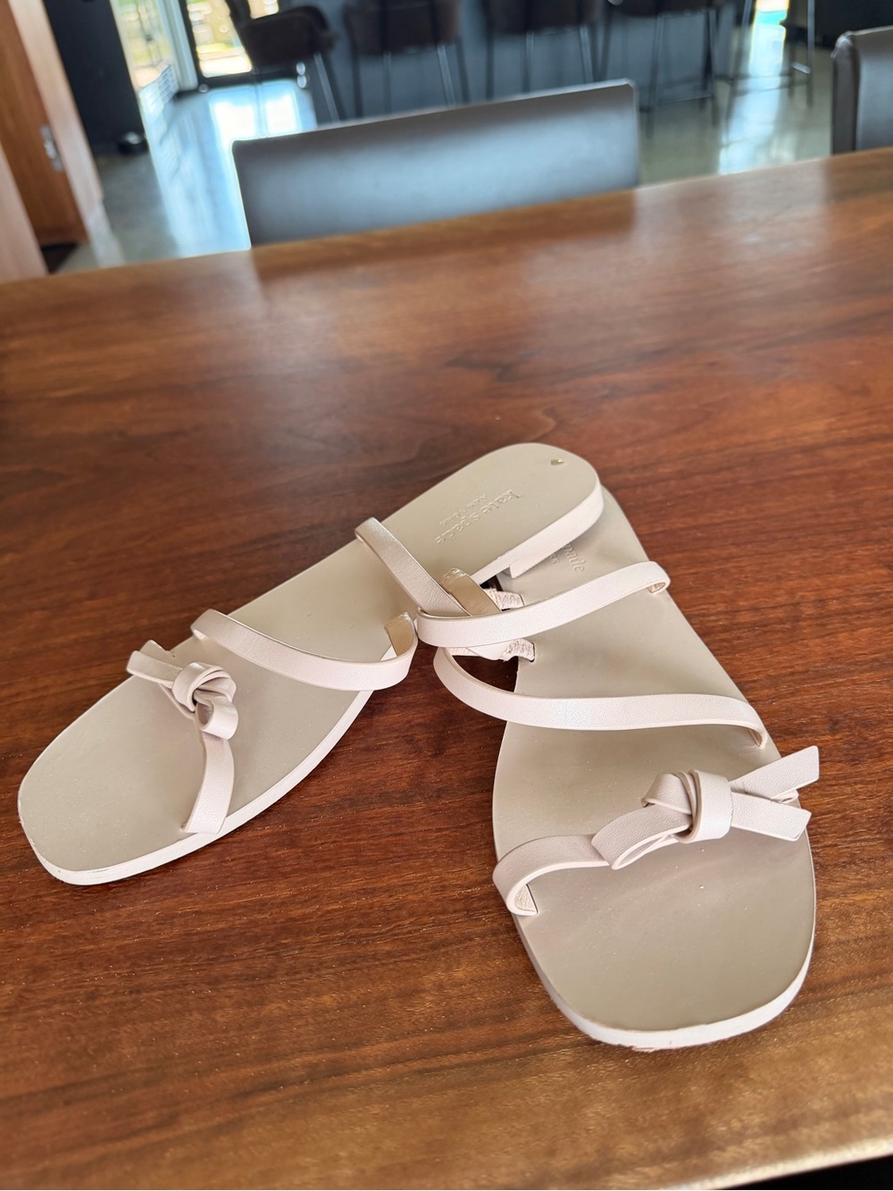 kate spade Pale Pink Knotted Strap Slide Sandals